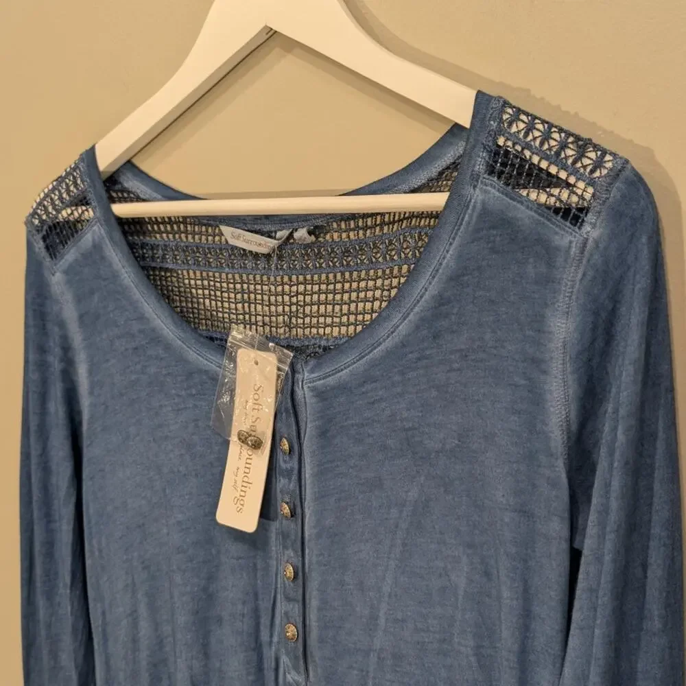 Soft Surroundings Ava Maxi Dress Saxony Blue Boho Lagenlook Coastal - XSize S - Picture 4 of 8